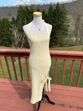 NEW! Free People Sea Foam Halter Midi Dress in Natural